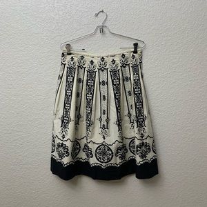 Cream and black vintage style A-line skirt